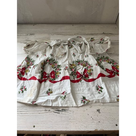 White red holiday apron with bells - Picture 1 of 5